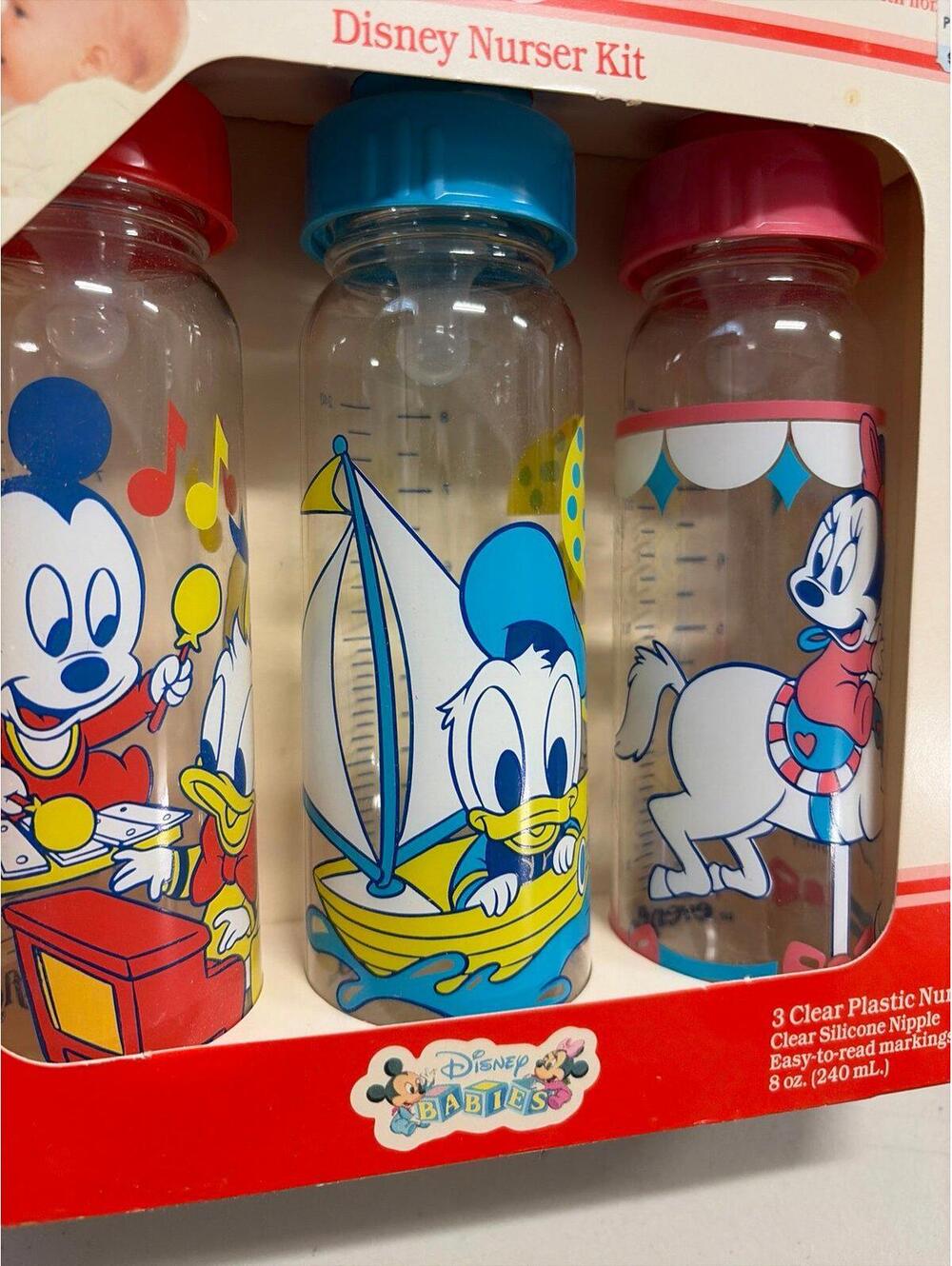 NIB Vintage 90s 1990 Evenflo Disney Babies 3 8oz Baby Bottles Set - Picture 2 of 7